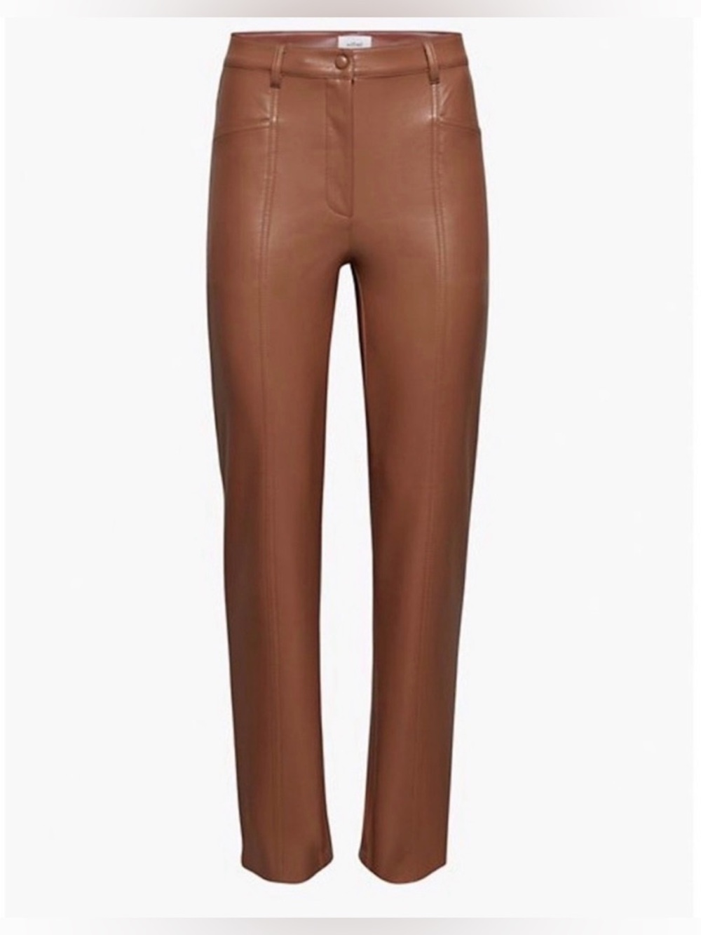 Wilfred Aritzia Rebel Brown Faux Leather Pants in 00
